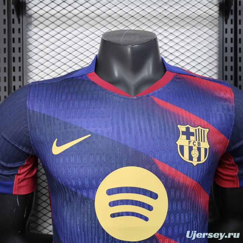 Player Version 25/26 FC Barcelona Blue with Red Diagonal Stripes Jersey