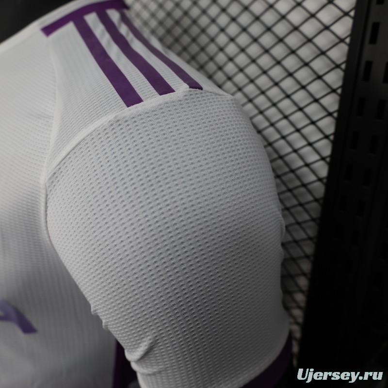 Player Version 2025 Algeria White with Purple Honeycomb Pattern Jersey