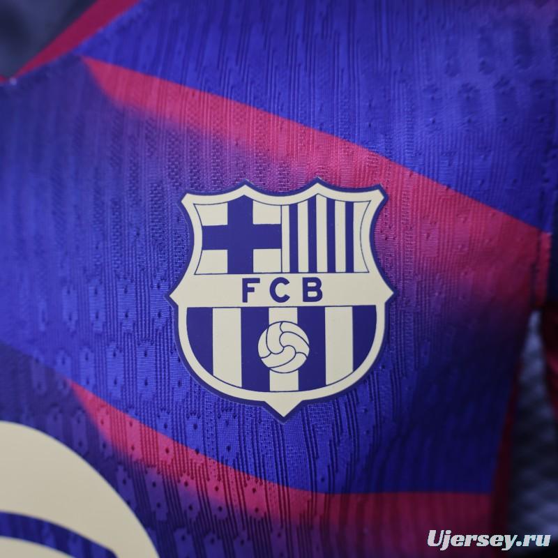 Player Version 25/26 FC Barcelona Blue with Red Diagonal Stripes Jersey