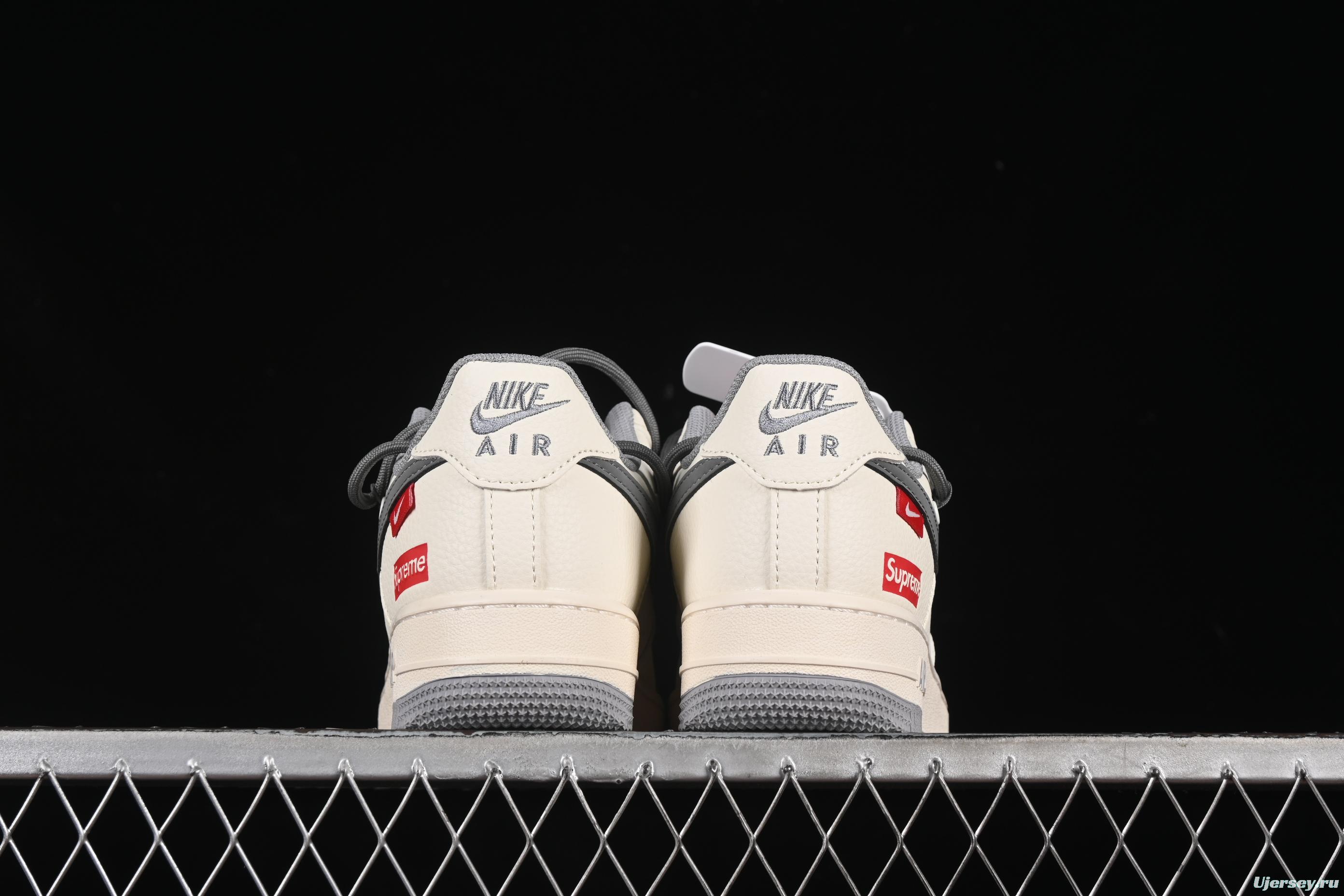 Nike Air Force 1 '07 Low Supreme Collaboration Dual-Tone Gray Lace-Up Casual Sneakers - DM6868-071