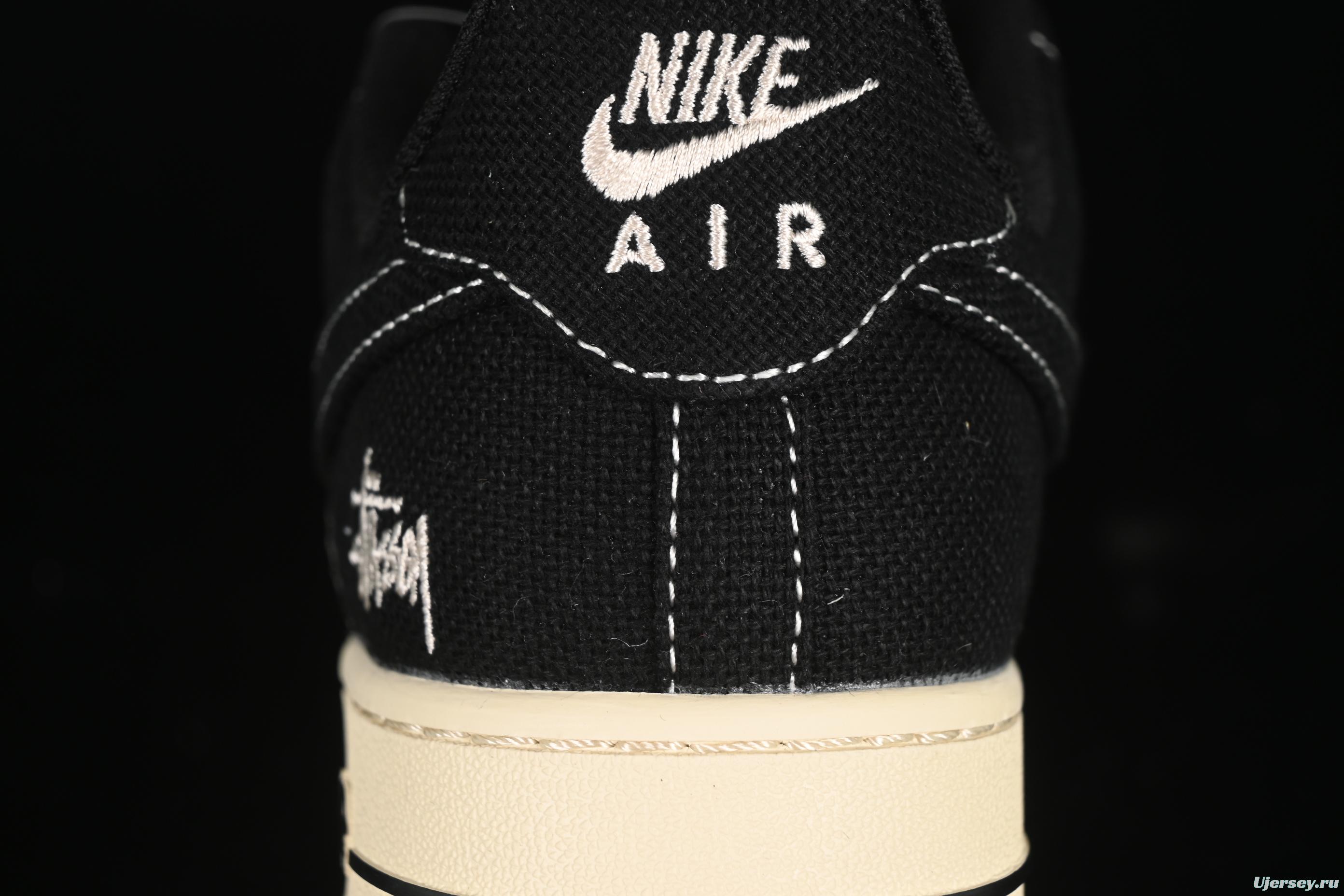 Nike Air Force 1 '07 Low Stussy Collaboration Beige Black Hemp Low-Top Casual Sneakers - XX3168-156