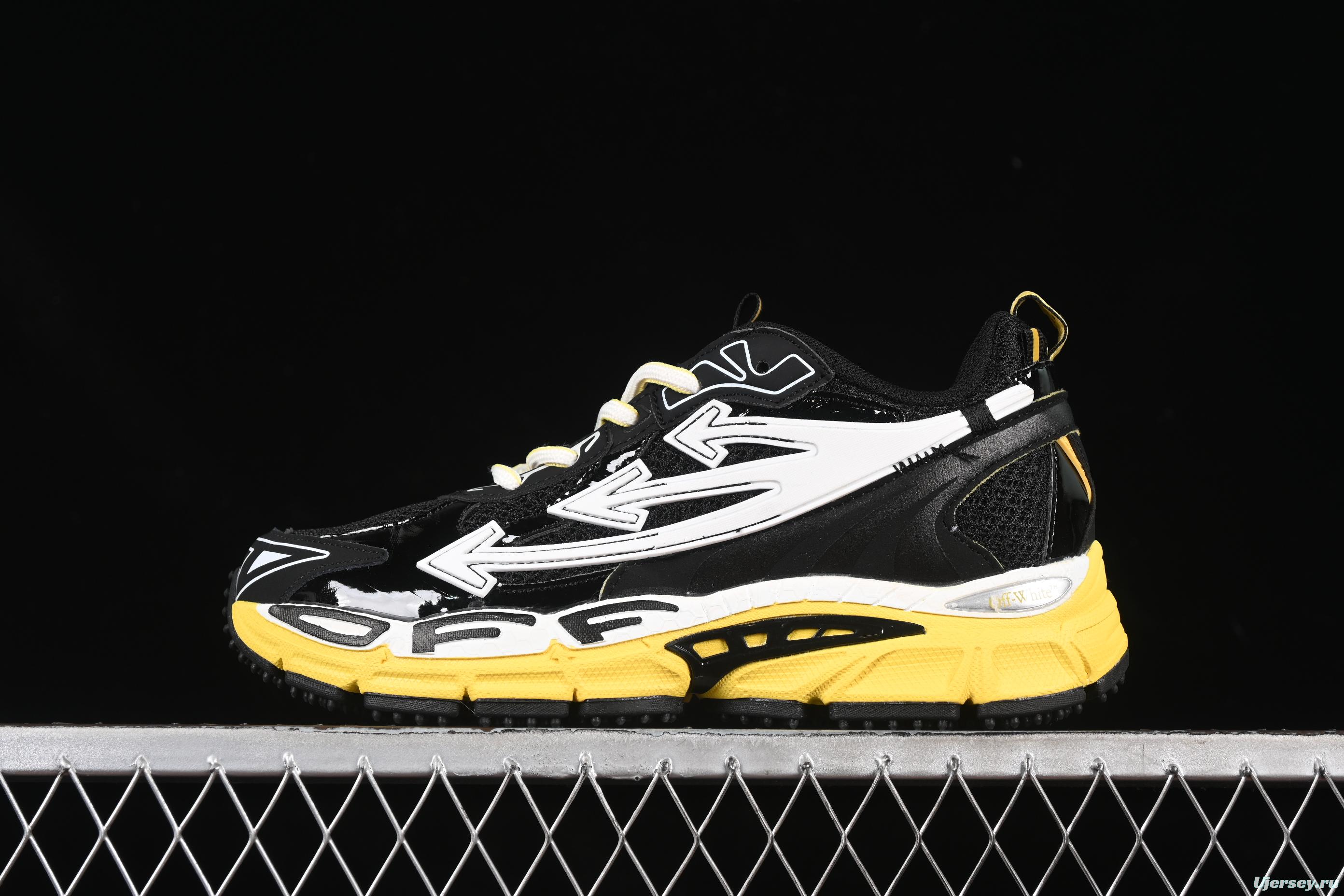 Off-White Be Right Low-Top Lifestyle Sneakers in Black & Yellow - C.D4