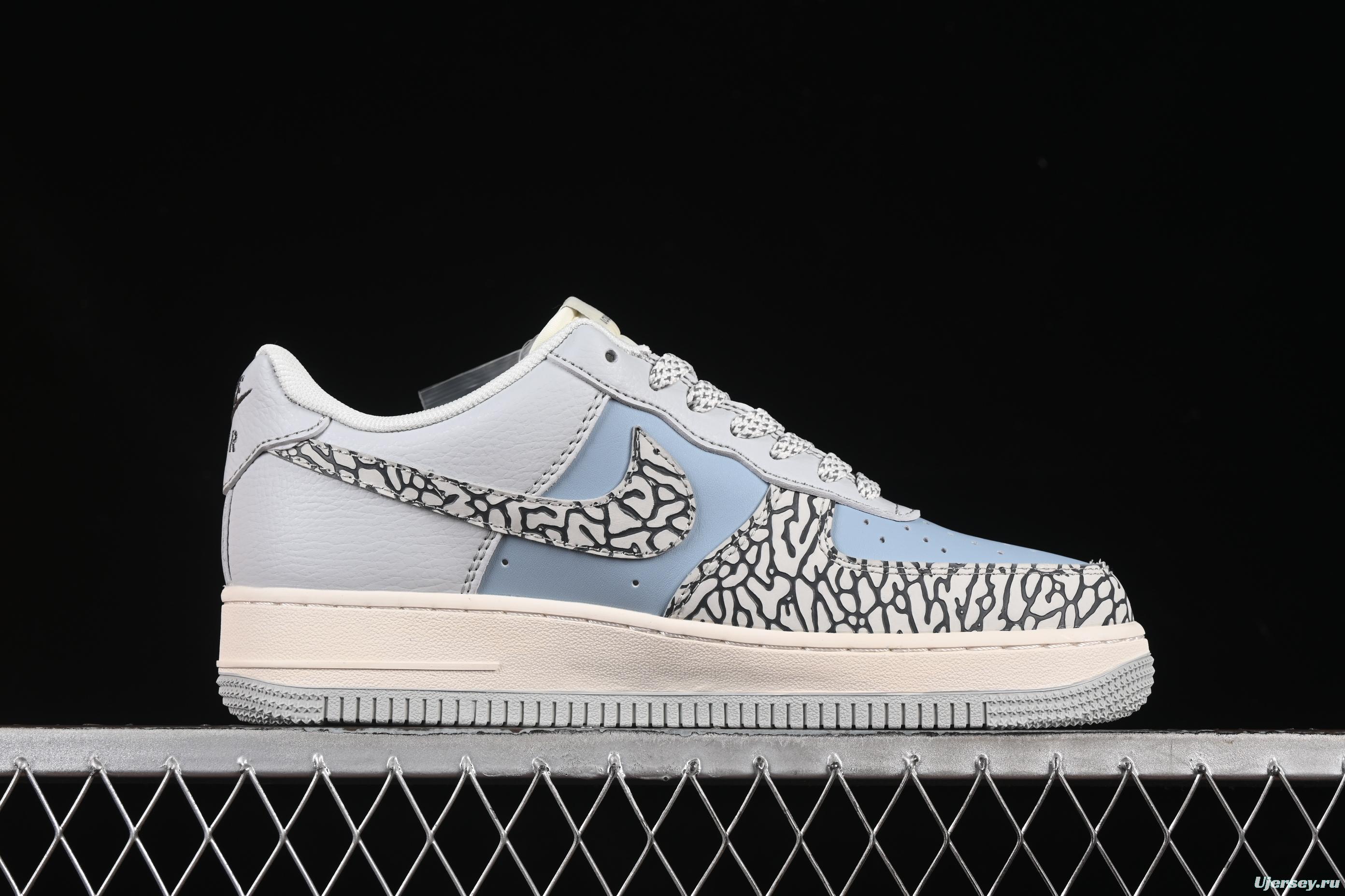 Nike Air Force 1'07 Low LV Collaboration Grey Blue Stone Texture Casual Sneakers - ZH2598-307