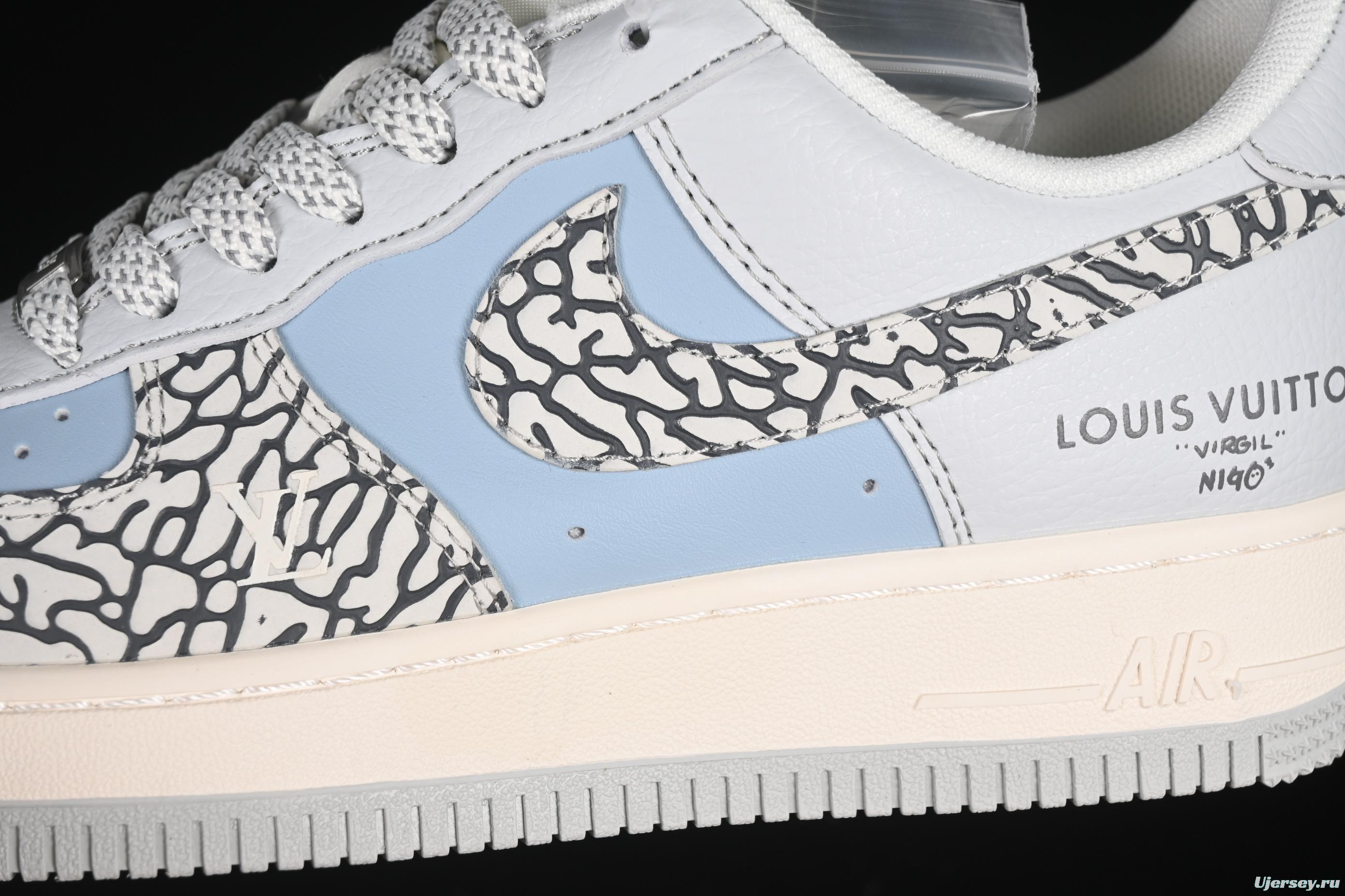 Nike Air Force 1'07 Low LV Collaboration Grey Blue Stone Texture Casual Sneakers - ZH2598-307