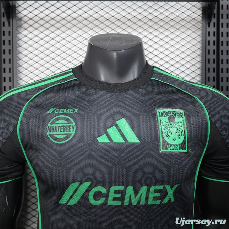 Player Version 2024-25 Tigres UANL Third Jersey - Black with Green Accents - CEMEX Sponsorship