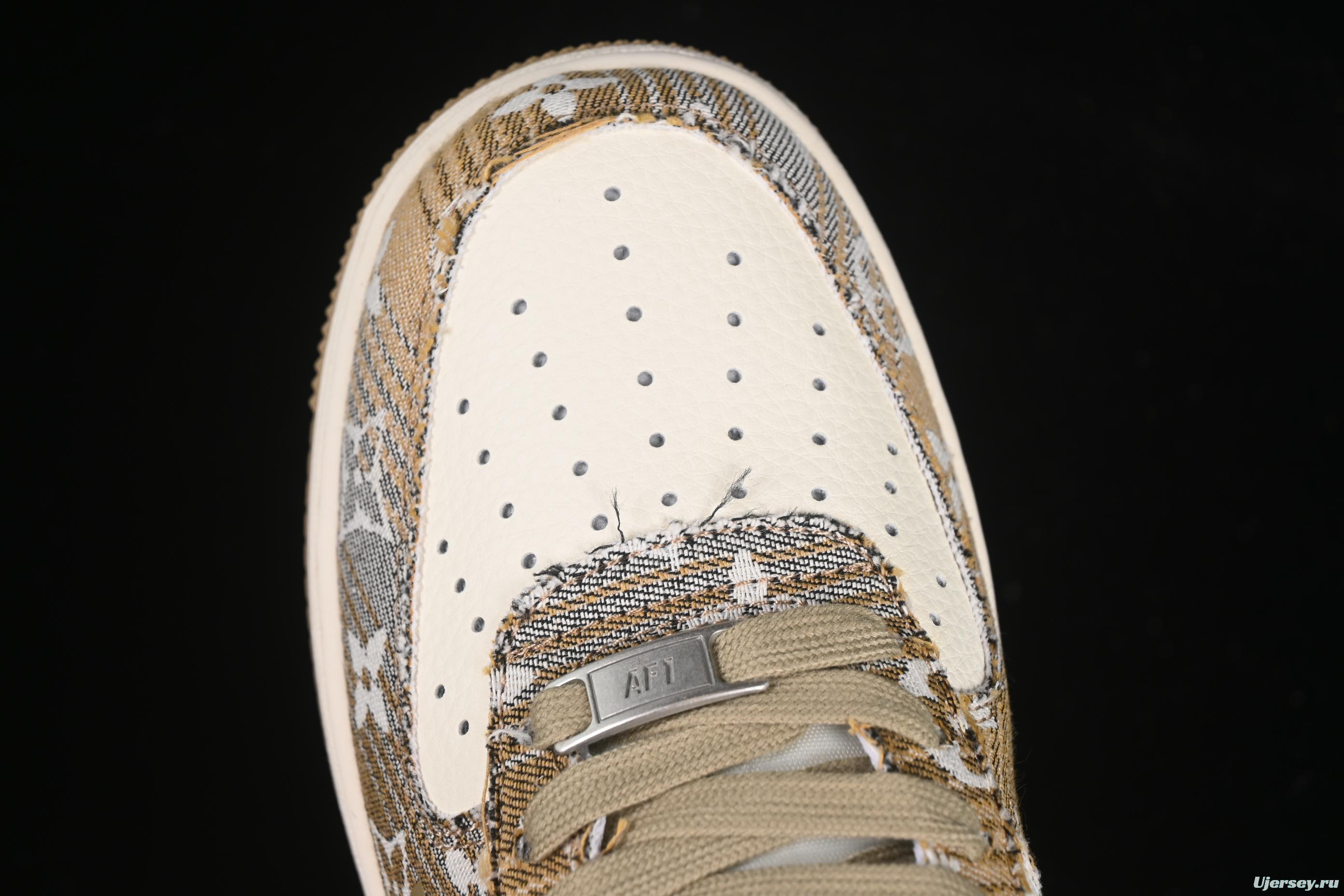 Nike Air Force 1'07 Low LV Collaboration Khaki Print Denim Casual Sneakers - XS1958-582