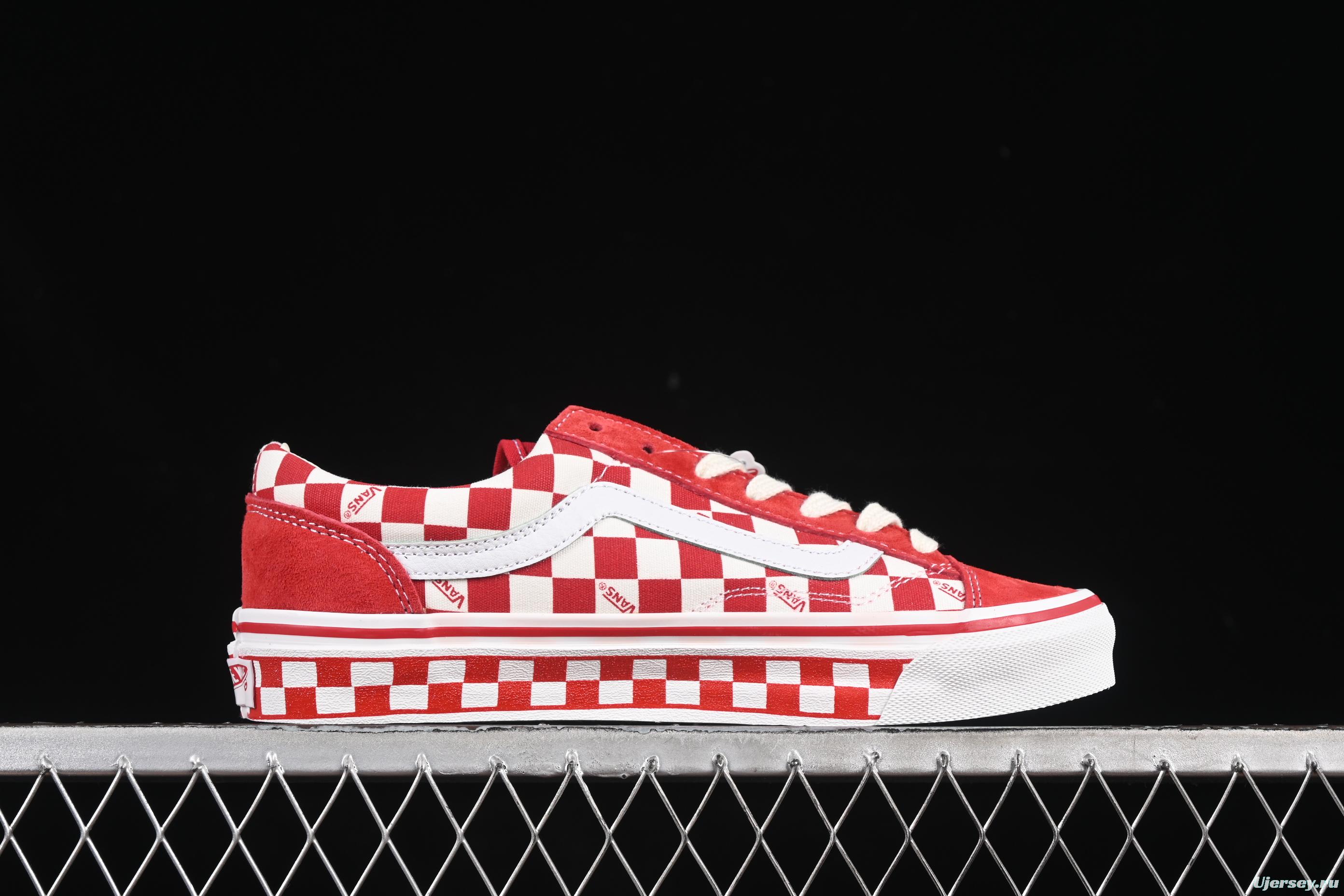 Vans Old Skool 36 LX-BMX Classic Skate Shoes in White Red Checkerboard - VN000D57ERM
