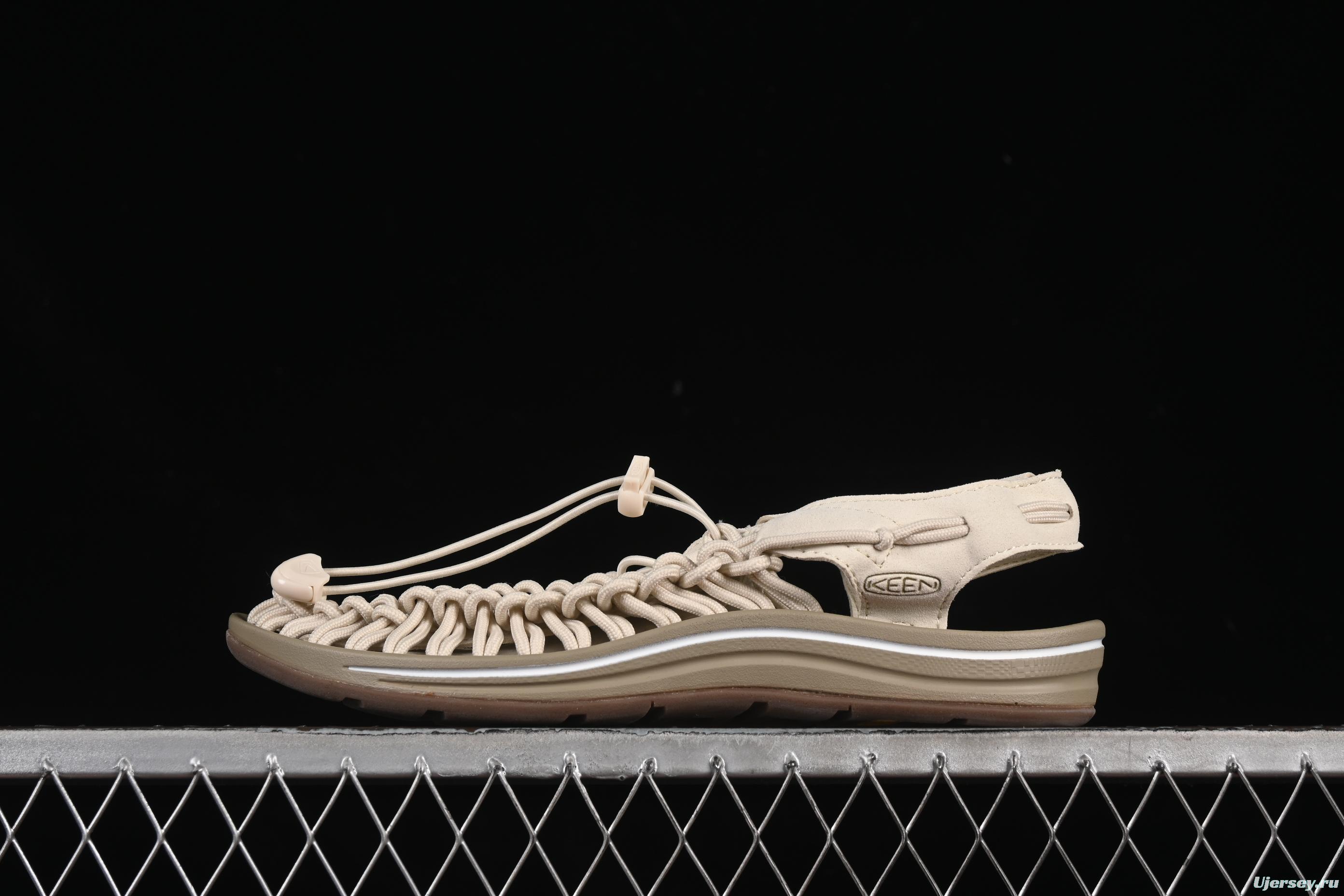 Keen Uneek Flat-M Woven Stretch Outdoor Water Sports Sandals - 1025169 WHITE CAP