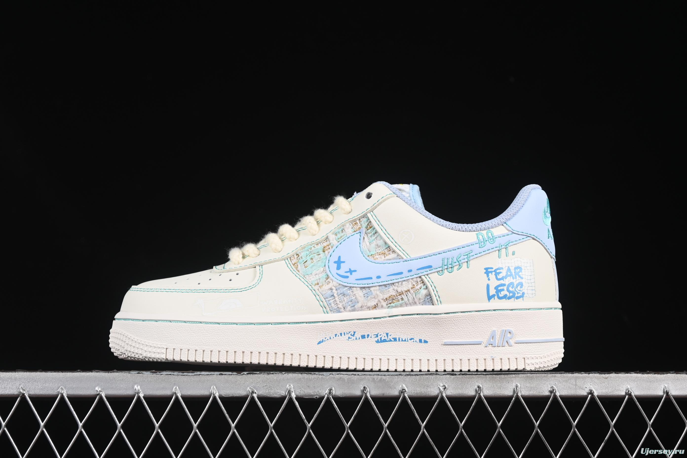 Nike Air Force 1'07 Low "Love Words" Casual Sneakers with Blue Romantic Design - FJ7740-510