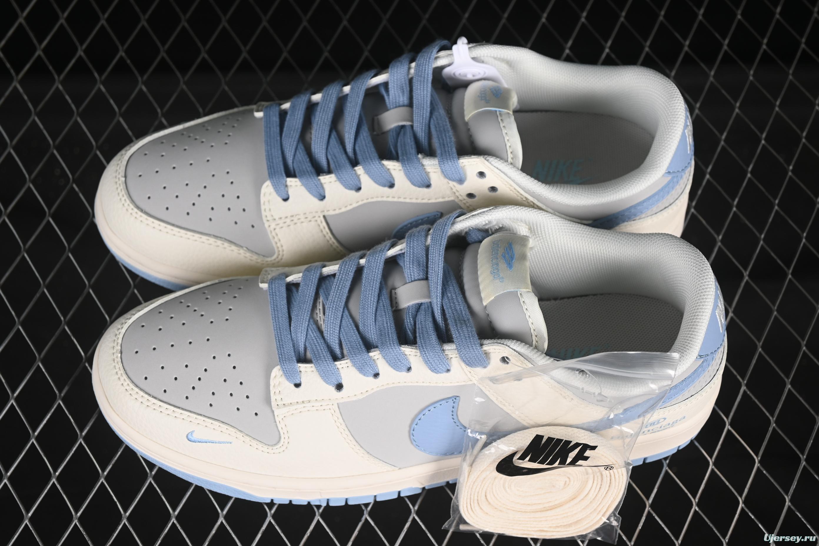Nike SB Dunk Low Balenciaga Collaboration Light Blue Swoosh Anniversary Customized Low-Top Casual Skate Shoes - ZH2598-273