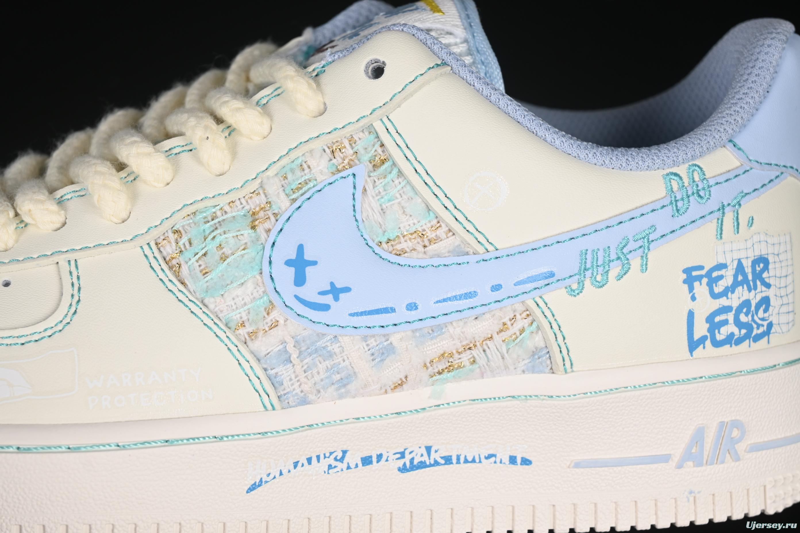 Nike Air Force 1'07 Low "Love Words" Casual Sneakers with Blue Romantic Design - FJ7740-510