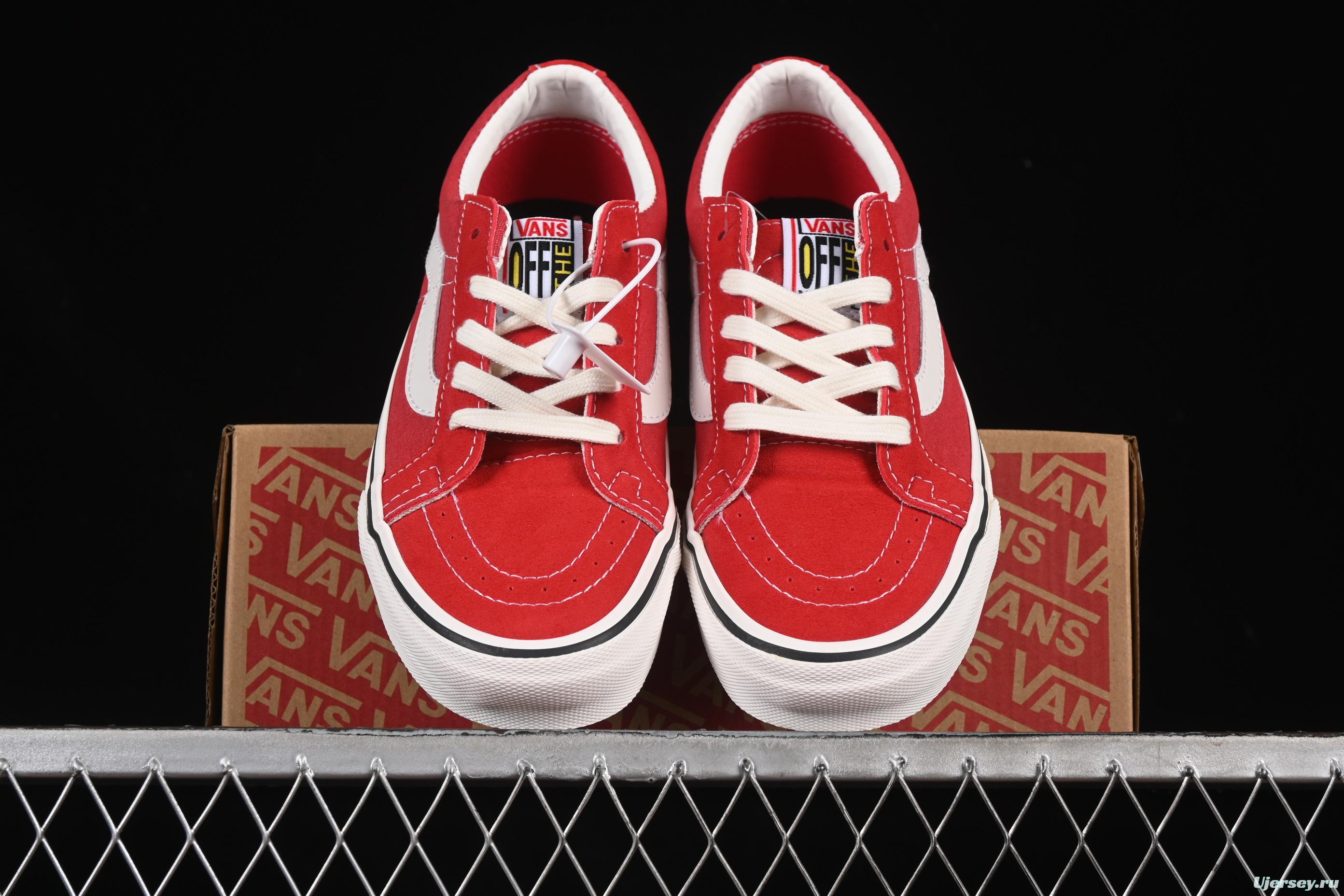 Vans Sk8-Low White Red Anti-Slip Casual Skate Shoes - VN0A4UWIXGJ