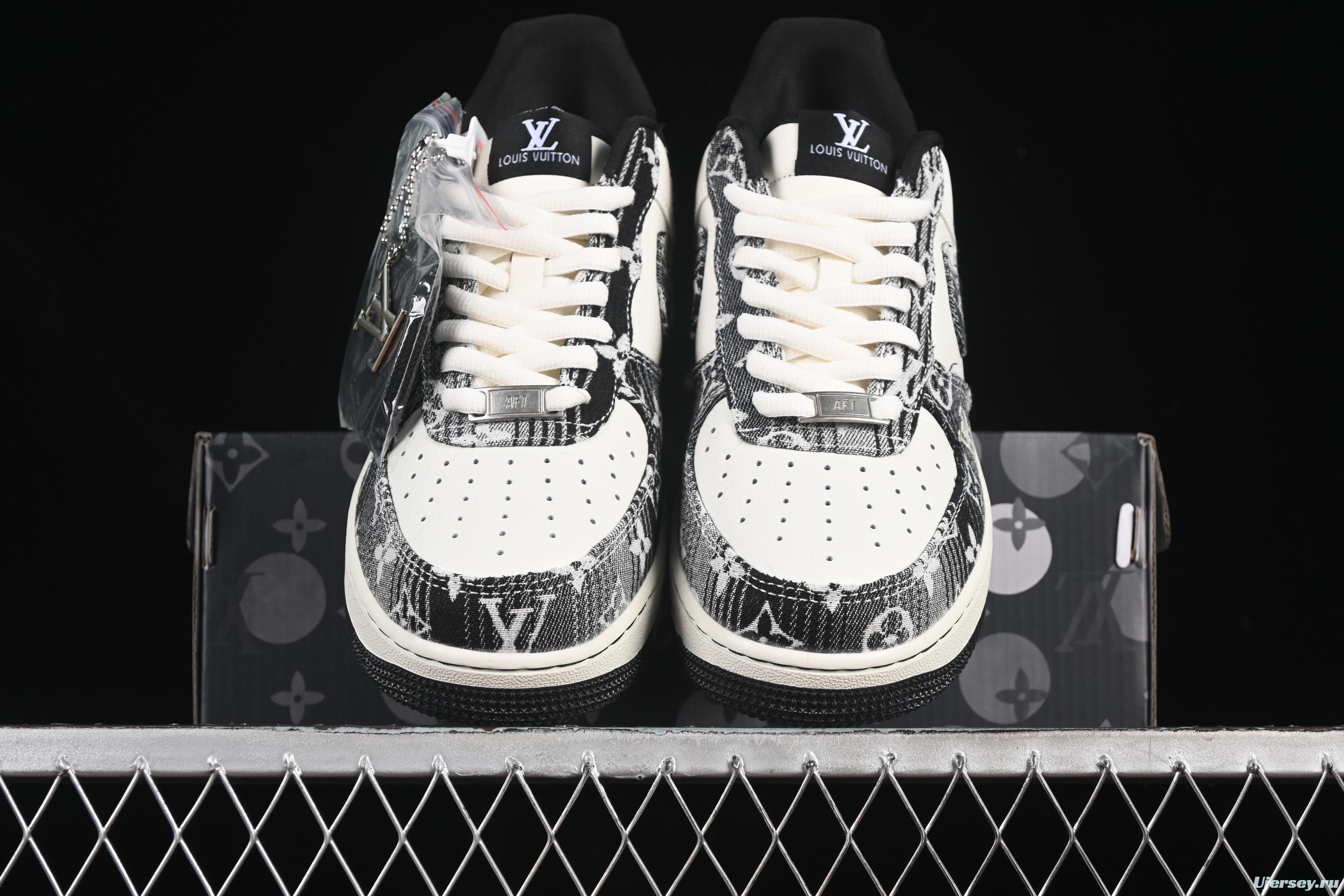 Nike Air Force 1 '07 Low LV Collaboration Grey Black Denim Casual Sneakers - SC9207-539