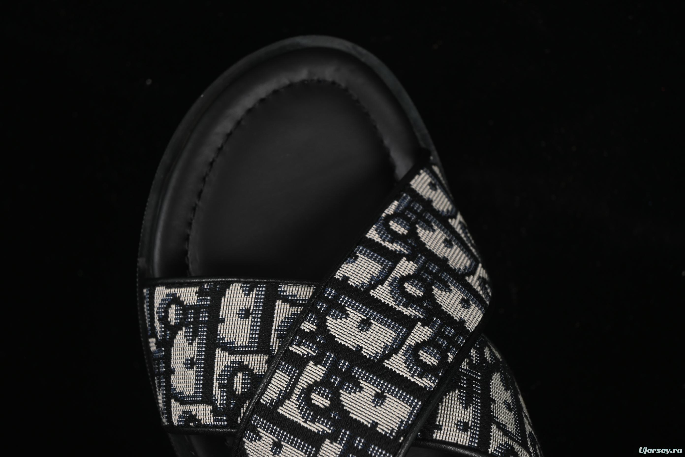 Dior Alias Oblique Summer Men's Slip-On Loafers with Cross Strap Design - 3SA126ZSA