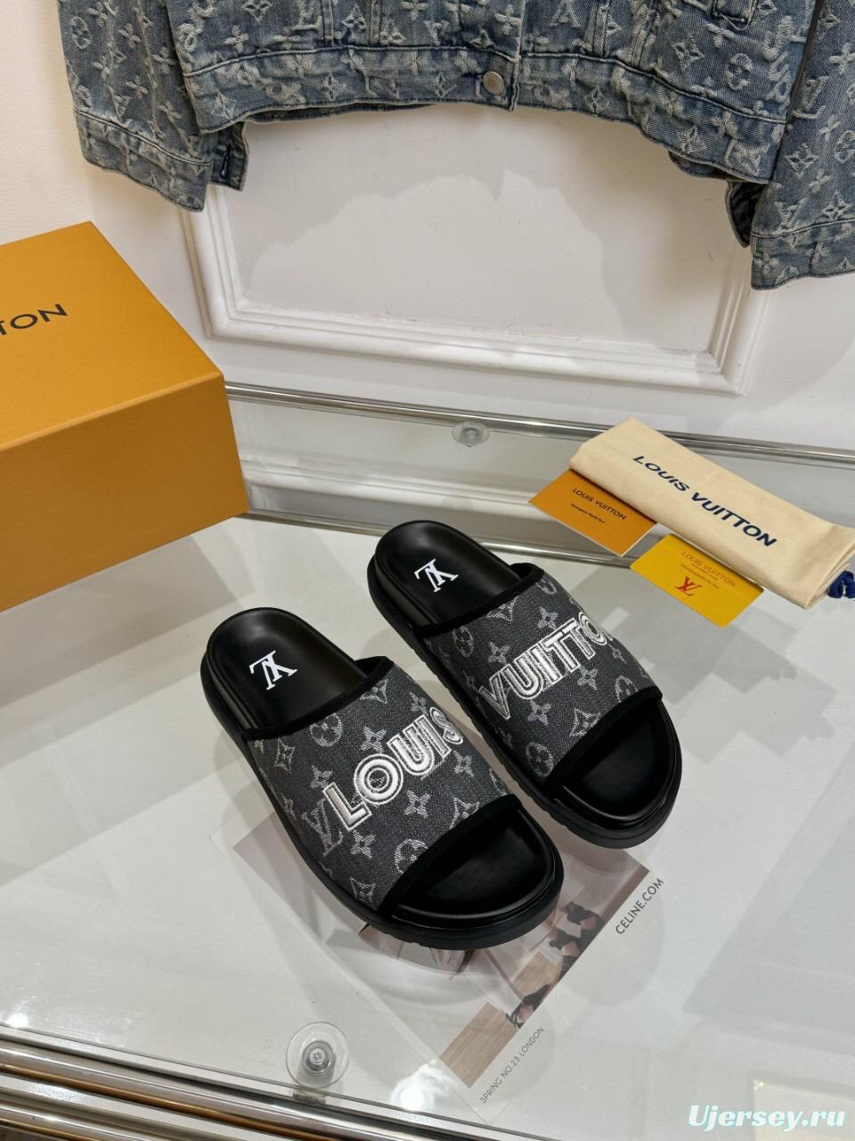 2025 LV Black Fabric Slippers LY