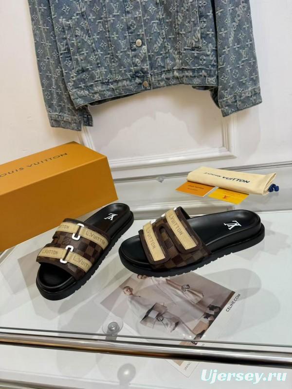 2025 Slippers Louis Vuitton Brown Canvas Slippers LY
