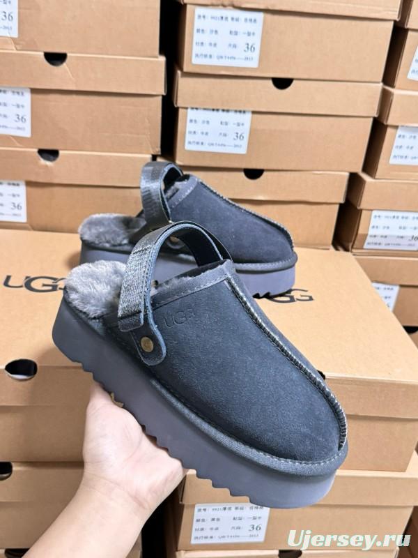 2024 Women UGG Grey Suede Slip-On Slippers MJ00170