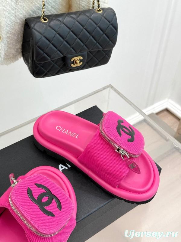 2025 Slippers Chanel Pink Fabric Slippers