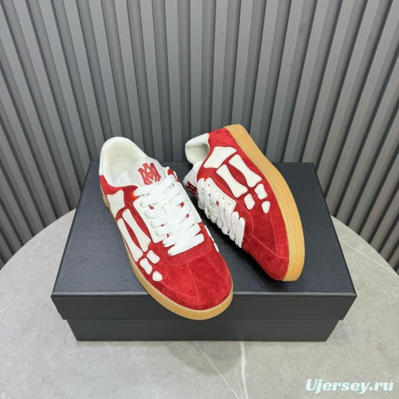 2024 Unisex Amiri Red White Suede Leather Sneakers MJ00300