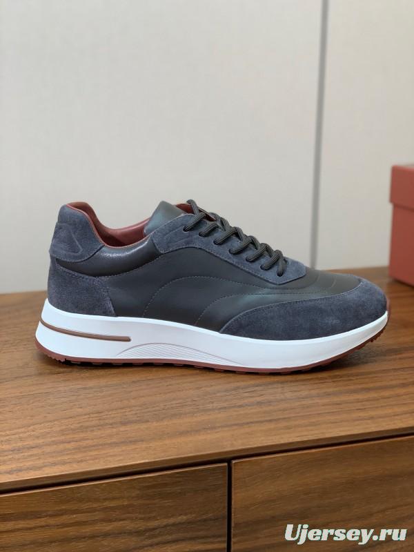 2025 Unisex Le Parmentier Grey Blue Suede Leather Sneakers LY