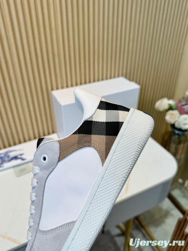 2024 Men Burberry White Beige Classic Cotton Casual Shoes MJ00320