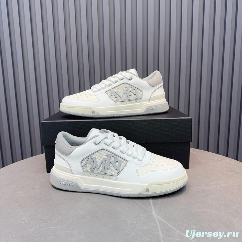 2025 Unisex Amiri White Grey Leather Sneakers MJ00360