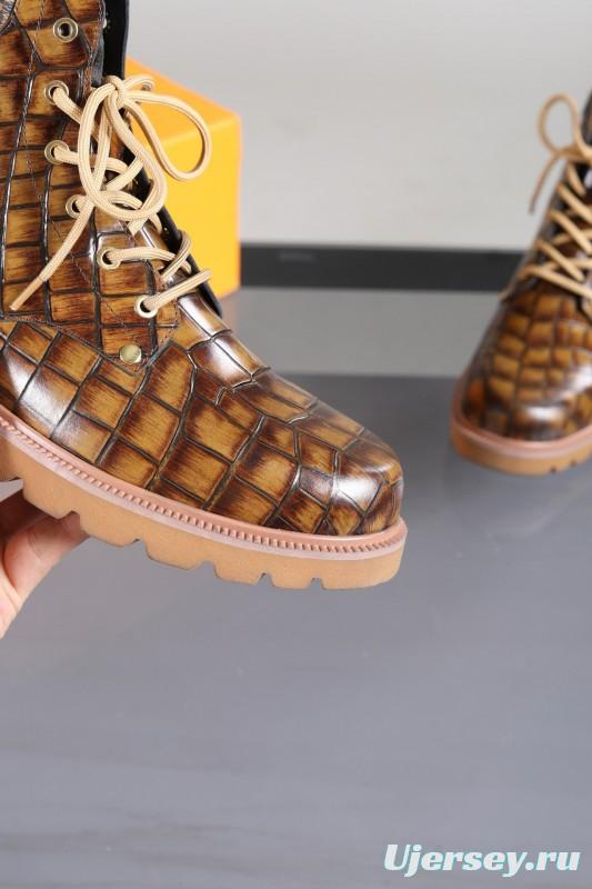 2024 Men Louis Vuitton Brown Leather Casual High-top MJ00470