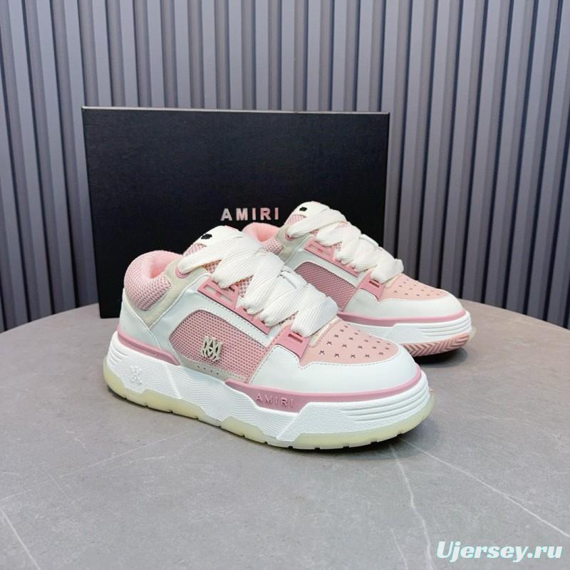 2024 Women Amiri Pink White Leather Mesh Sneakers MJ00360