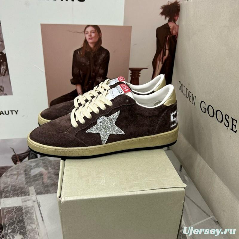 2024 Unisex GGDB Brown Silver Suede Leather Sneakers MJ00260