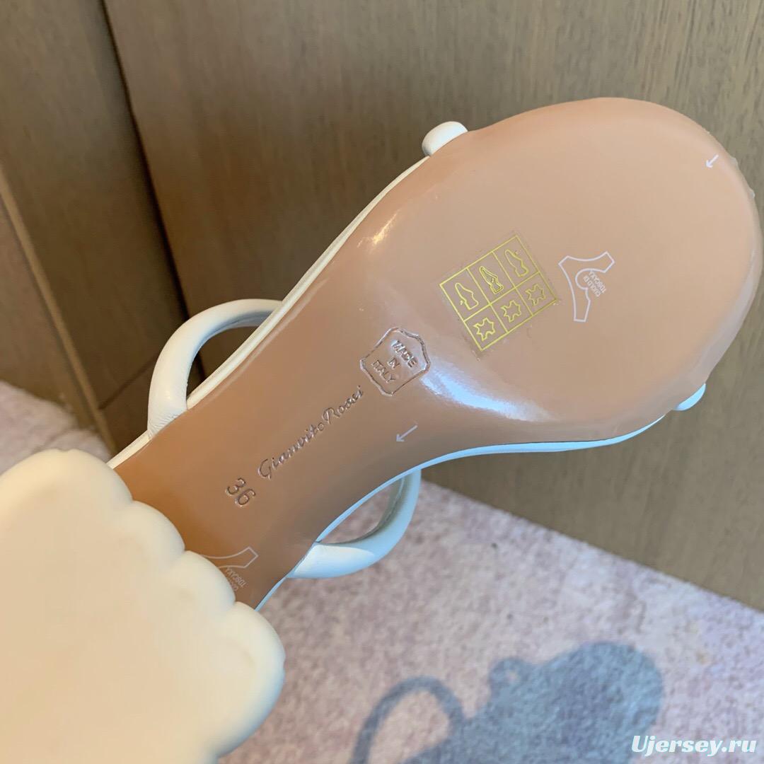 2025 Women Gianvito Rossi White Leather Sandals