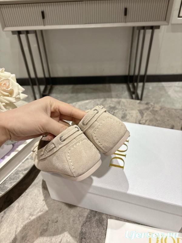 2025 Women Dior Beige Suede Loafers