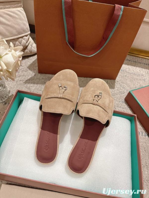 2025 Women LP Beige Suede Slippers LY00270