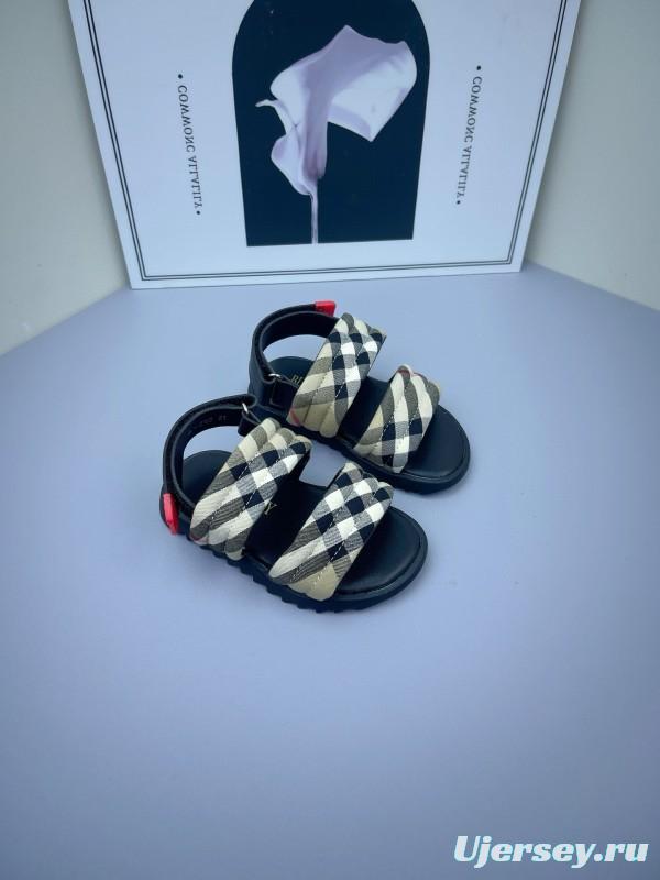 2025 Kids Burberry Beige Black Check Cotton Sandals