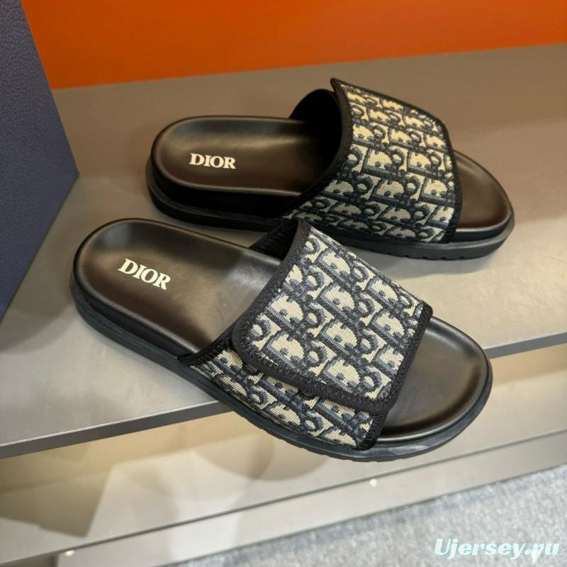 2024 Slippers Dior Black Canvas Slippers MJ00180