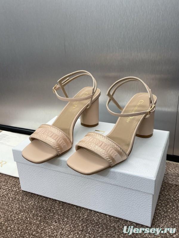 2025 Women Dior Beige Calfskin Heel Embroidery KFY00280