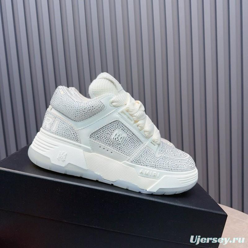 2024 Unisex Amiri White Mesh Leather Sneakers MJ00410