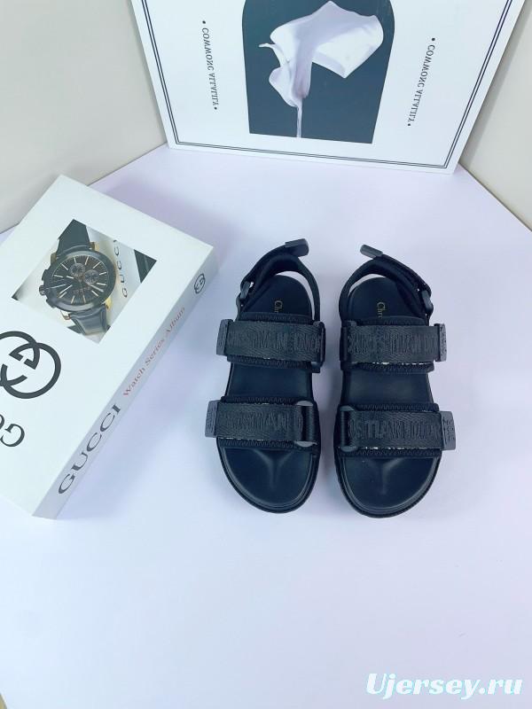 2025 Kids Dior Grey Black Fabric Sandals