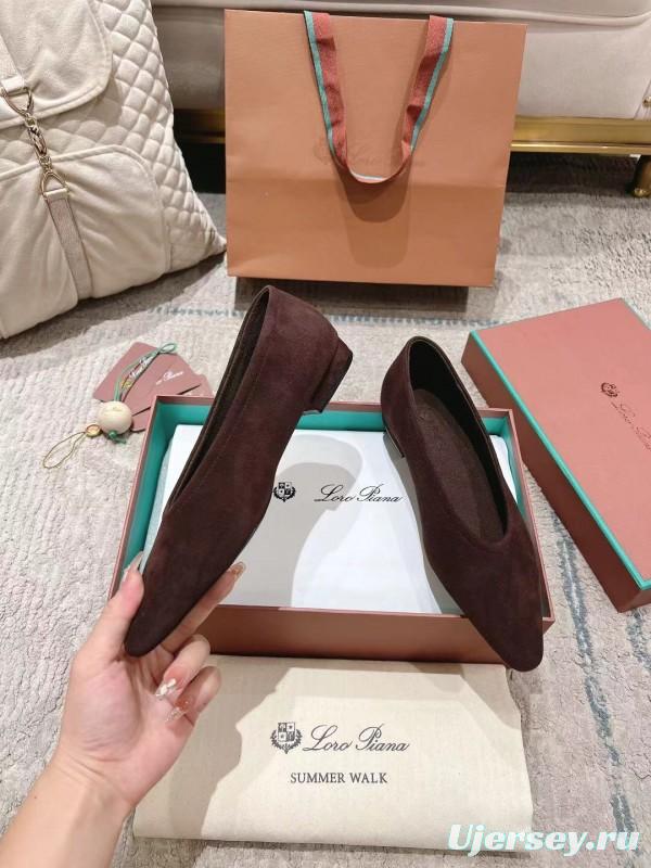 2025 Women LP Brown Suede Ballet Flat LY00320