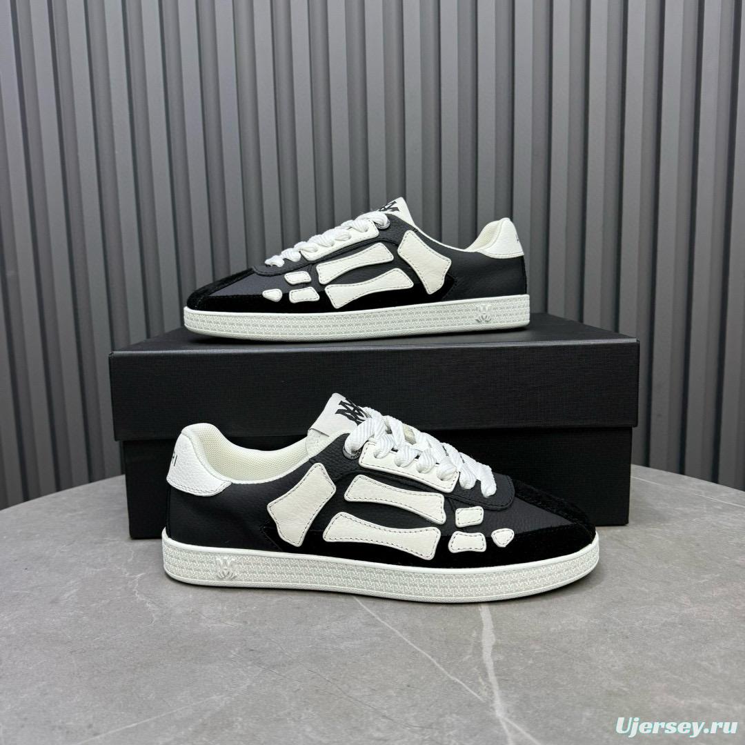 2024 Unisex Amiri Black White Leather Sneakers MJ00300