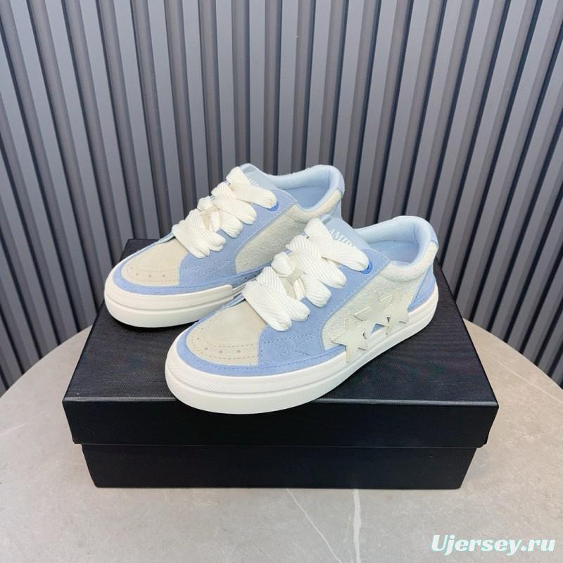 2024 Unisex Amiri Blue White Canvas Suede Sneakers MJ00300
