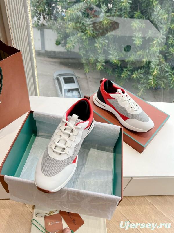 2024 Unisex Le Parmentier Red White Black Mesh Leather Sneakers