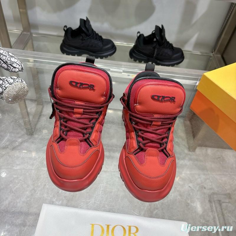 2024 Unisex Dior Red Fabric Leather Sneakers MJ00380