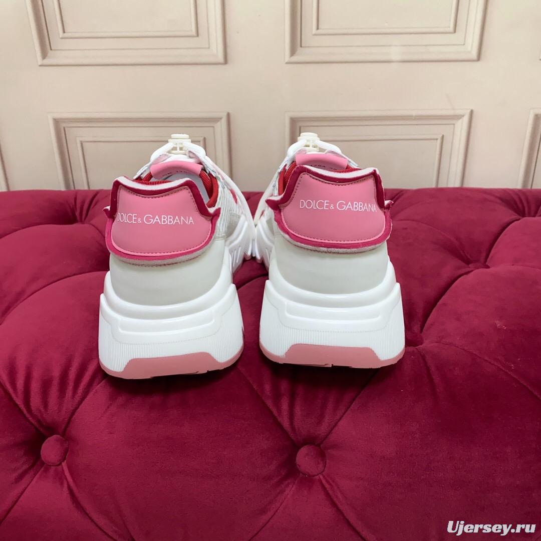 2025 Women Dolce & Gabbana White Pink Mesh Sneakers LY00330(F)