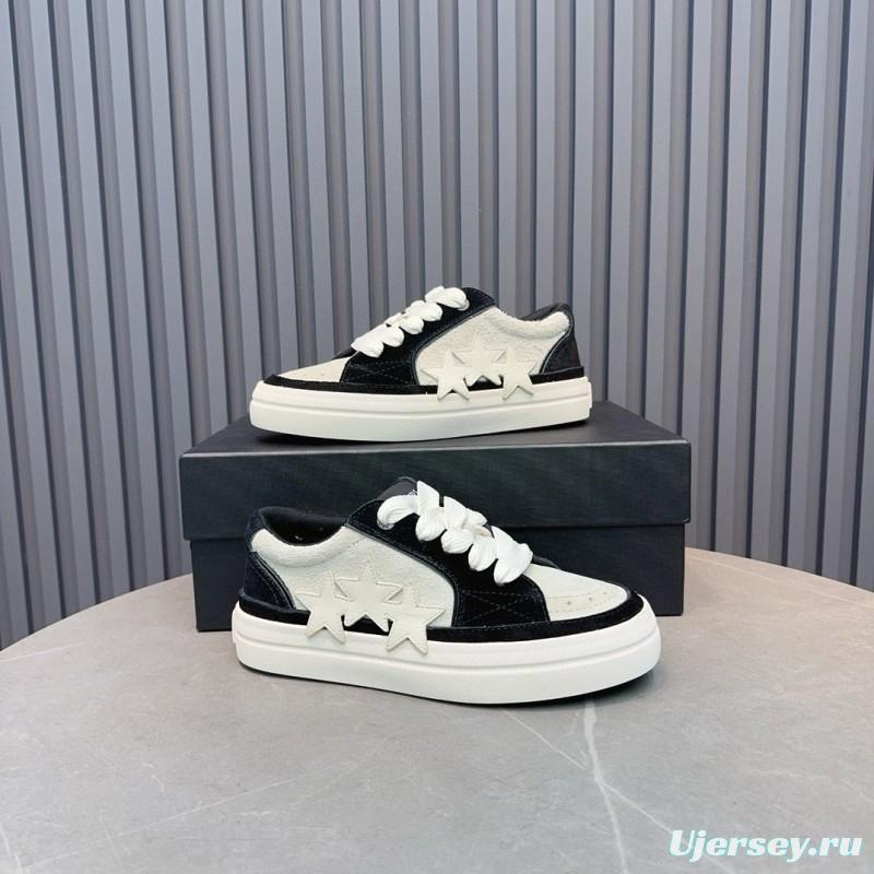 2024 Unisex Amiri Black White Leather Sneakers MJ00300
