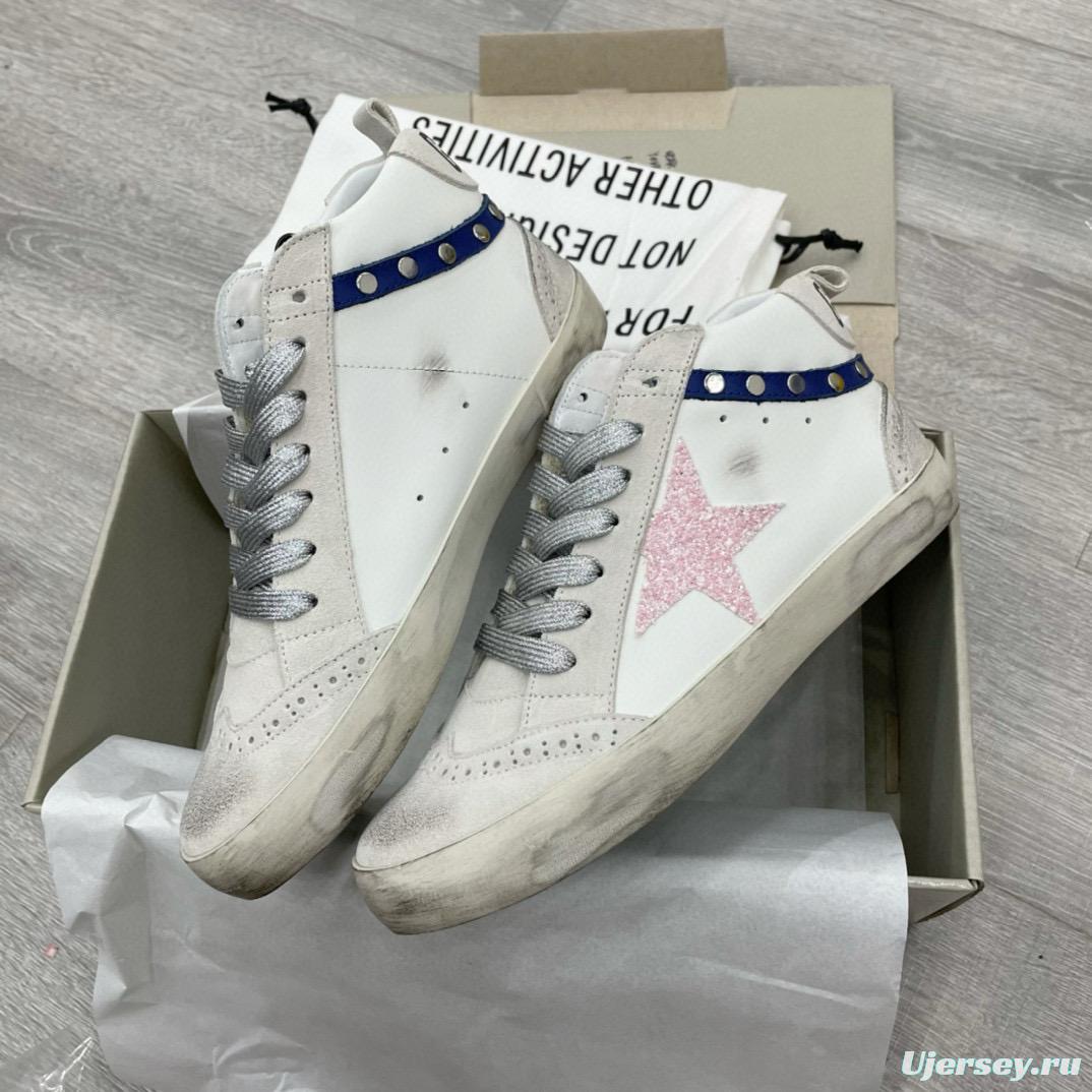 2024 Unisex GGDB White Pink Blue Leather Suede High Top Sneakers MJ00300