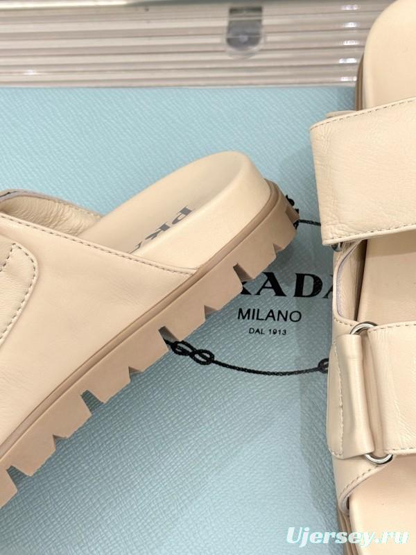 2025 Slippers Prada Beige Lambskin Slippers