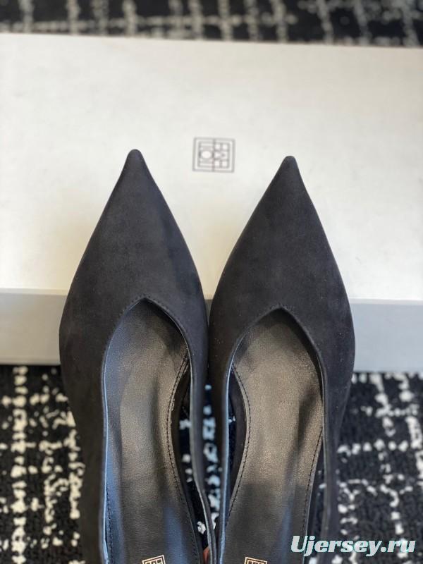 2025 Women Toteme Black Suede Slingback Pumps