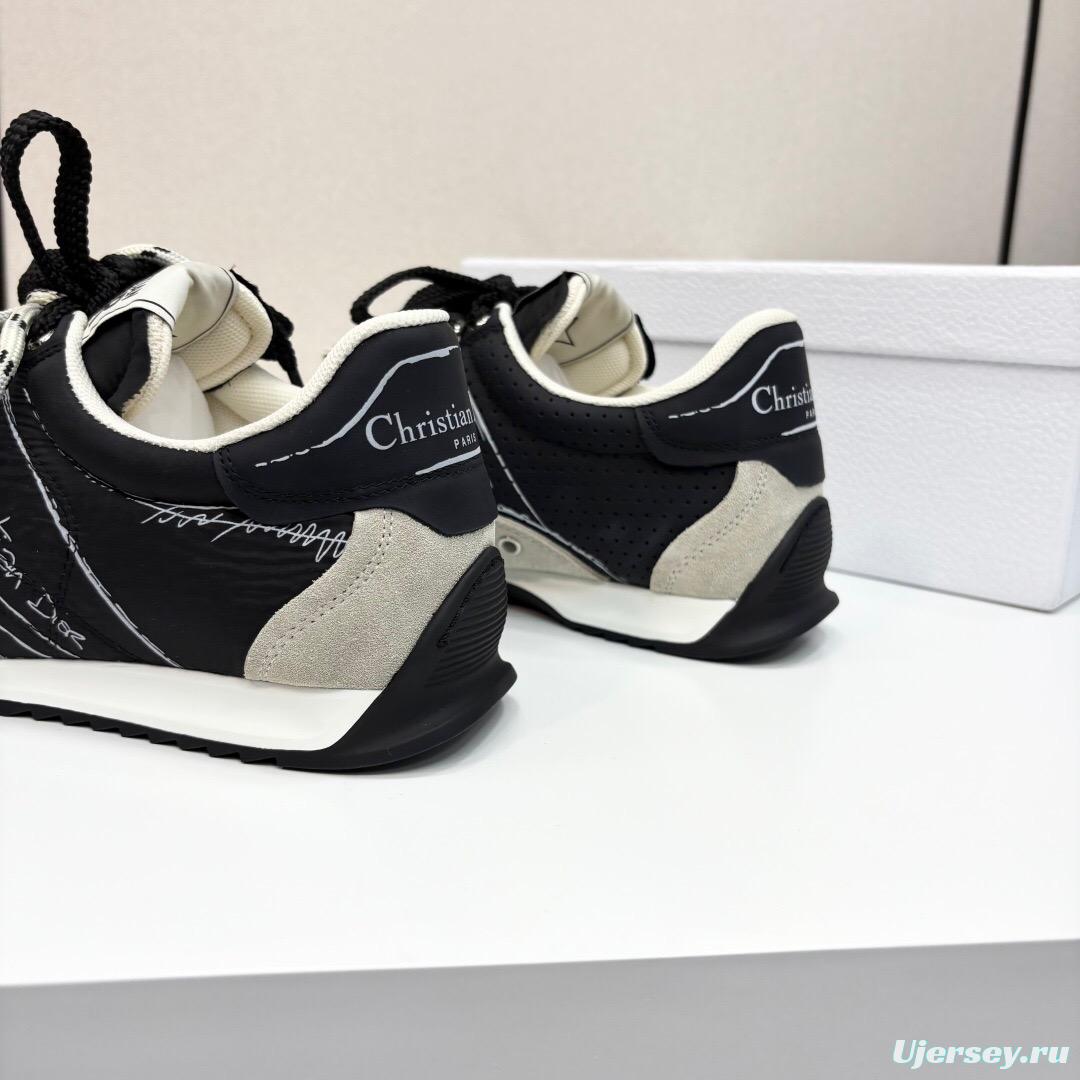 2025 Unisex Dior Black White Suede Leather Mesh Sneakers LY00300