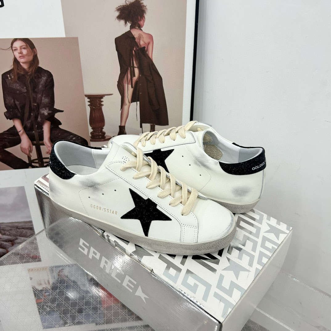 2025 Women GGDB White Black Leather Sneakers