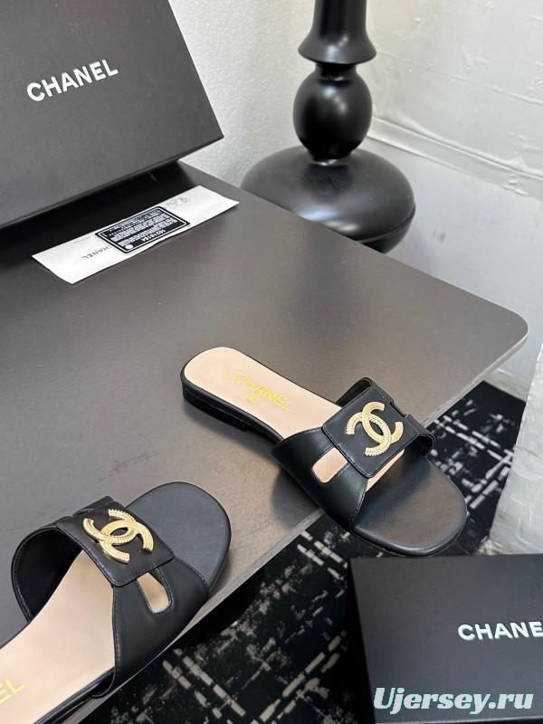 2025 Slippers Chanel Black Lambskin Slippers